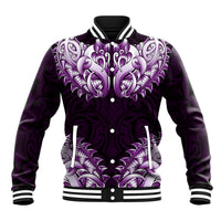 New Zealand Ta Moko Baseball Jacket Aotearoa Maori Chest Tattoo Purple LT14 Unisex Purple - Polynesian Pride