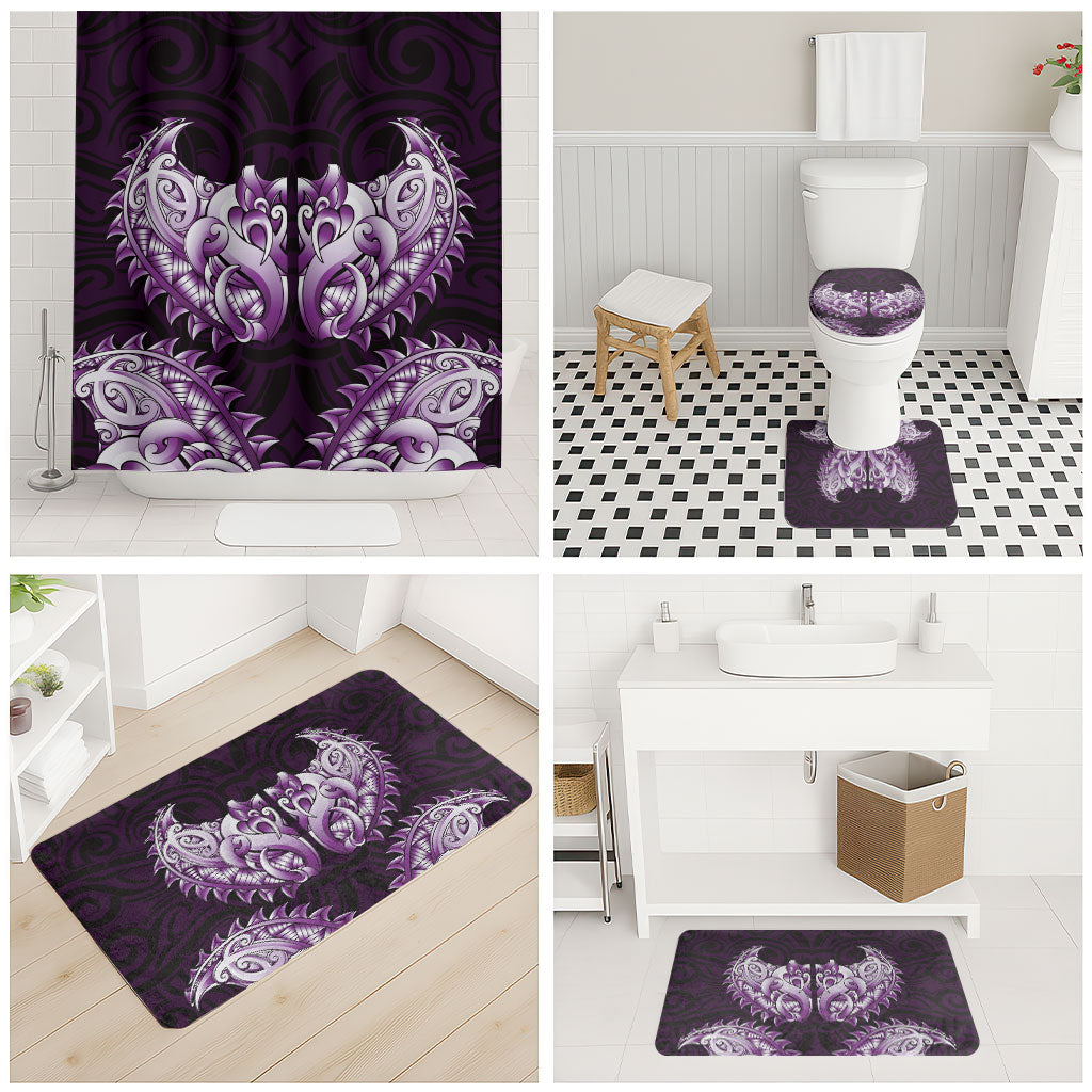 New Zealand Ta Moko Bathroom Set Aotearoa Maori Chest Tattoo Purple LT14 - Polynesian Pride