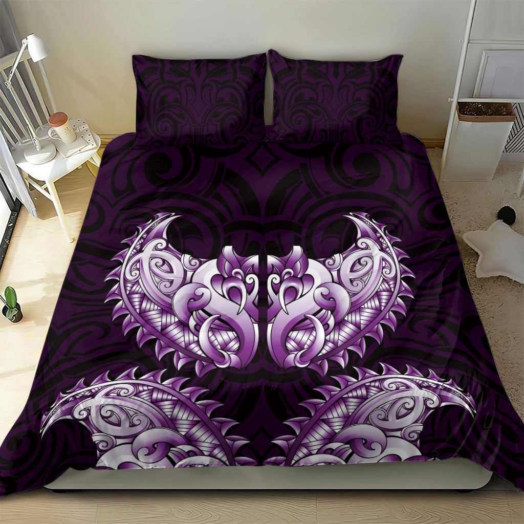 New Zealand Ta Moko Bedding Set Aotearoa Maori Chest Tattoo Purple LT14 - Polynesian Pride