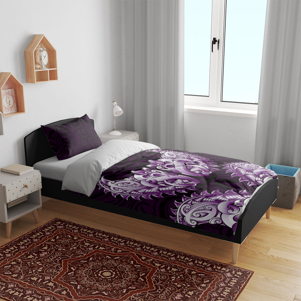 New Zealand Ta Moko Bedding Set Aotearoa Maori Chest Tattoo Purple LT14 - Polynesian Pride