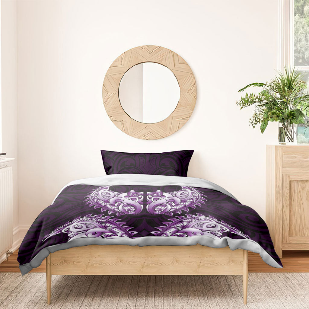 New Zealand Ta Moko Bedding Set Aotearoa Maori Chest Tattoo Purple LT14 - Polynesian Pride