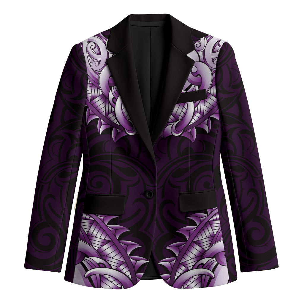 New Zealand Ta Moko Blazer Aotearoa Maori Chest Tattoo Purple LT14 Unisex Purple - Polynesian Pride
