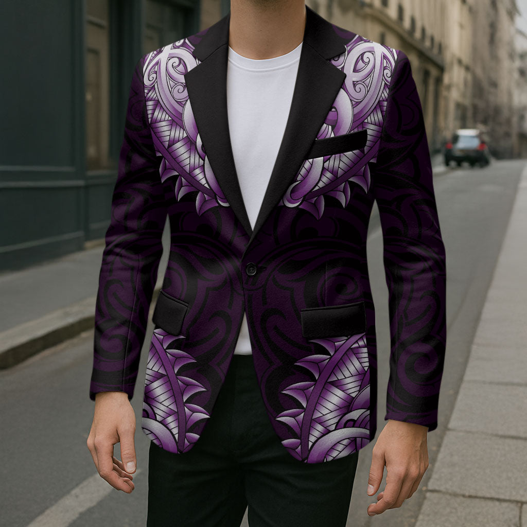 New Zealand Ta Moko Blazer Aotearoa Maori Chest Tattoo Purple LT14 - Polynesian Pride