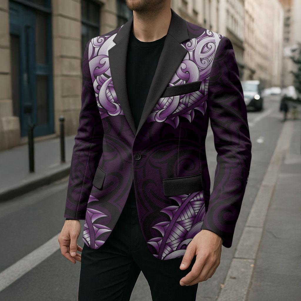 New Zealand Ta Moko Blazer Aotearoa Maori Chest Tattoo Purple LT14 - Polynesian Pride