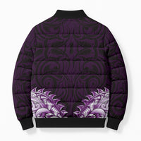 New Zealand Ta Moko Bomber Puffer Jacket Aotearoa Maori Chest Tattoo Purple LT14 - Polynesian Pride