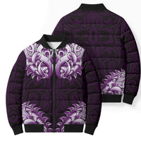 New Zealand Ta Moko Bomber Puffer Jacket Aotearoa Maori Chest Tattoo Purple LT14 - Polynesian Pride
