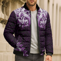 New Zealand Ta Moko Bomber Puffer Jacket Aotearoa Maori Chest Tattoo Purple LT14 - Polynesian Pride