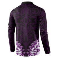 New Zealand Ta Moko Button Sweatshirt Aotearoa Maori Chest Tattoo Purple LT14 - Polynesian Pride