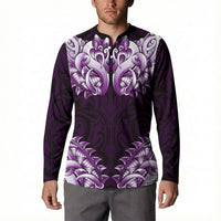 New Zealand Ta Moko Button Sweatshirt Aotearoa Maori Chest Tattoo Purple LT14 - Polynesian Pride