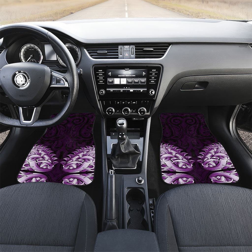 New Zealand Ta Moko Car Mats Aotearoa Maori Chest Tattoo Purple LT14 Set 2pcs - Front Purple - Polynesian Pride