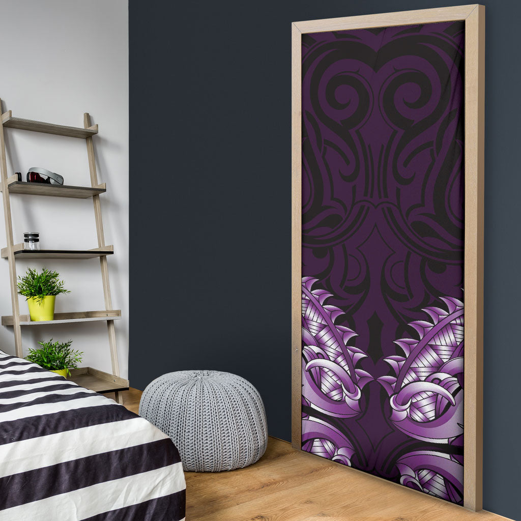 New Zealand Ta Moko Door Cover Aotearoa Maori Chest Tattoo Purple LT14 - Polynesian Pride