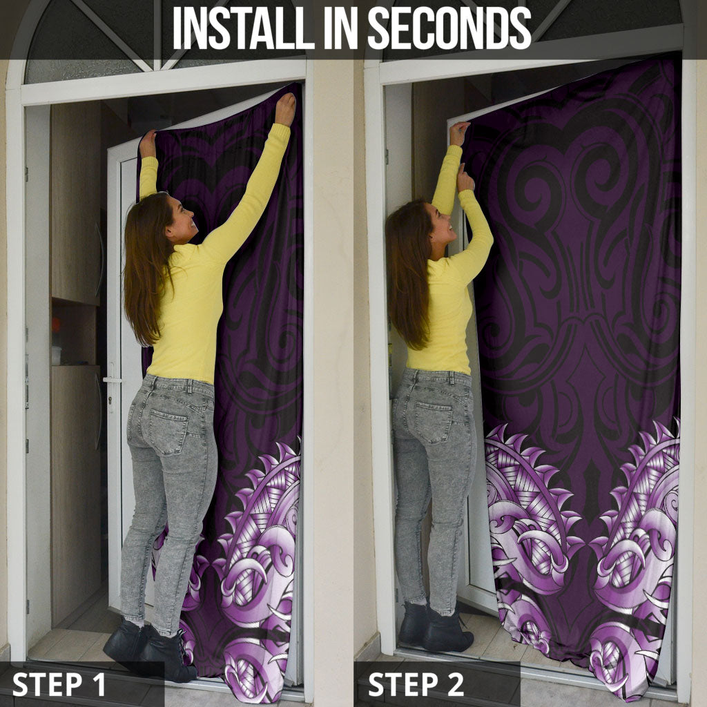 New Zealand Ta Moko Door Cover Aotearoa Maori Chest Tattoo Purple LT14 - Polynesian Pride