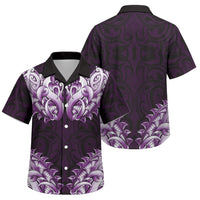 New Zealand Ta Moko Family Matching Off Shoulder Maxi Dress and Hawaiian Shirt Aotearoa Maori Chest Tattoo Purple LT14 Son's Shirt Purple - Polynesian Pride