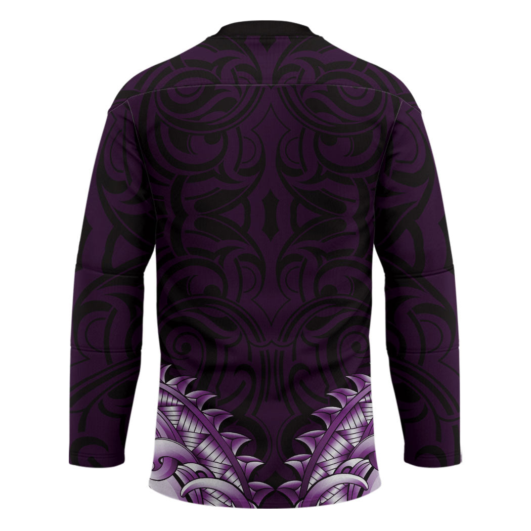 New Zealand Ta Moko Hockey Jersey Aotearoa Maori Chest Tattoo Purple LT14 - Polynesian Pride