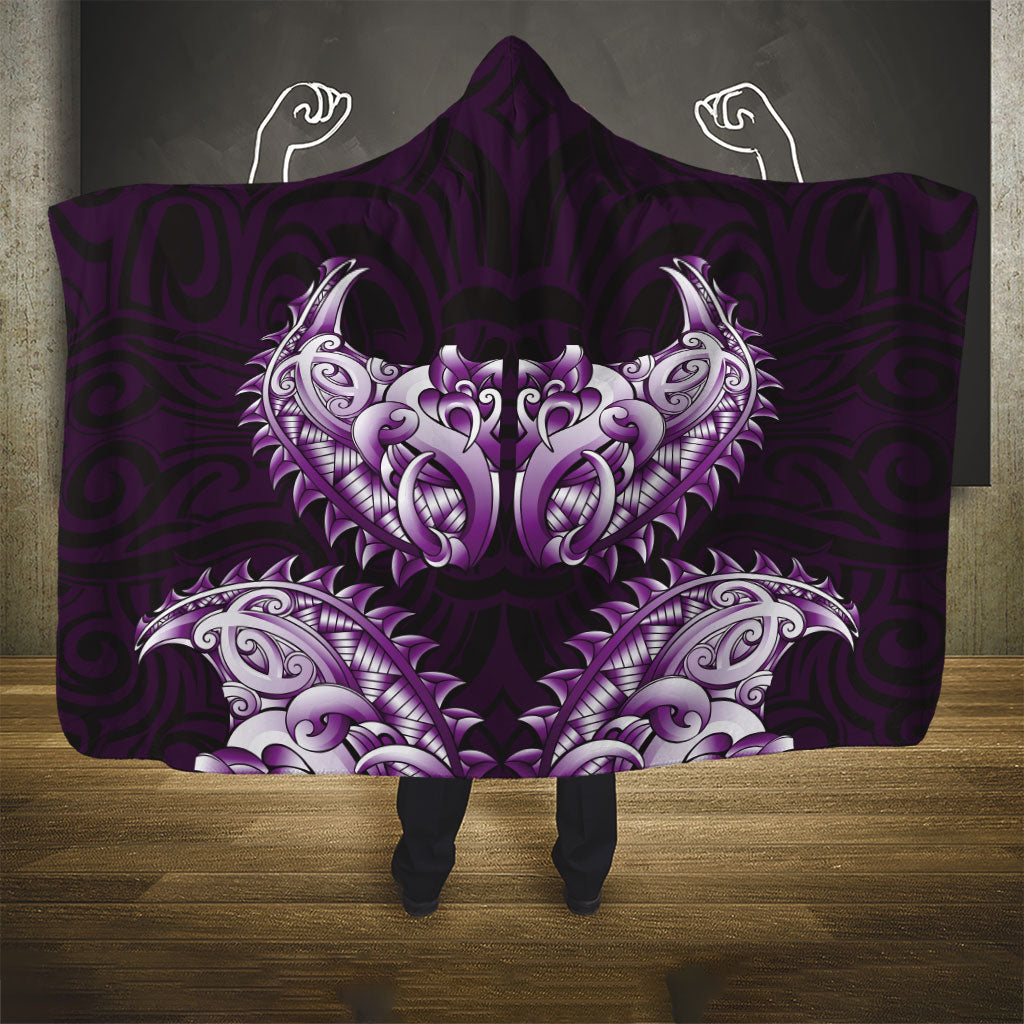 New Zealand Ta Moko Hooded Blanket Aotearoa Maori Chest Tattoo Purple LT14 - Polynesian Pride
