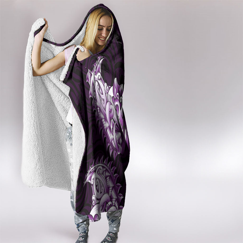 New Zealand Ta Moko Hooded Blanket Aotearoa Maori Chest Tattoo Purple LT14 - Polynesian Pride