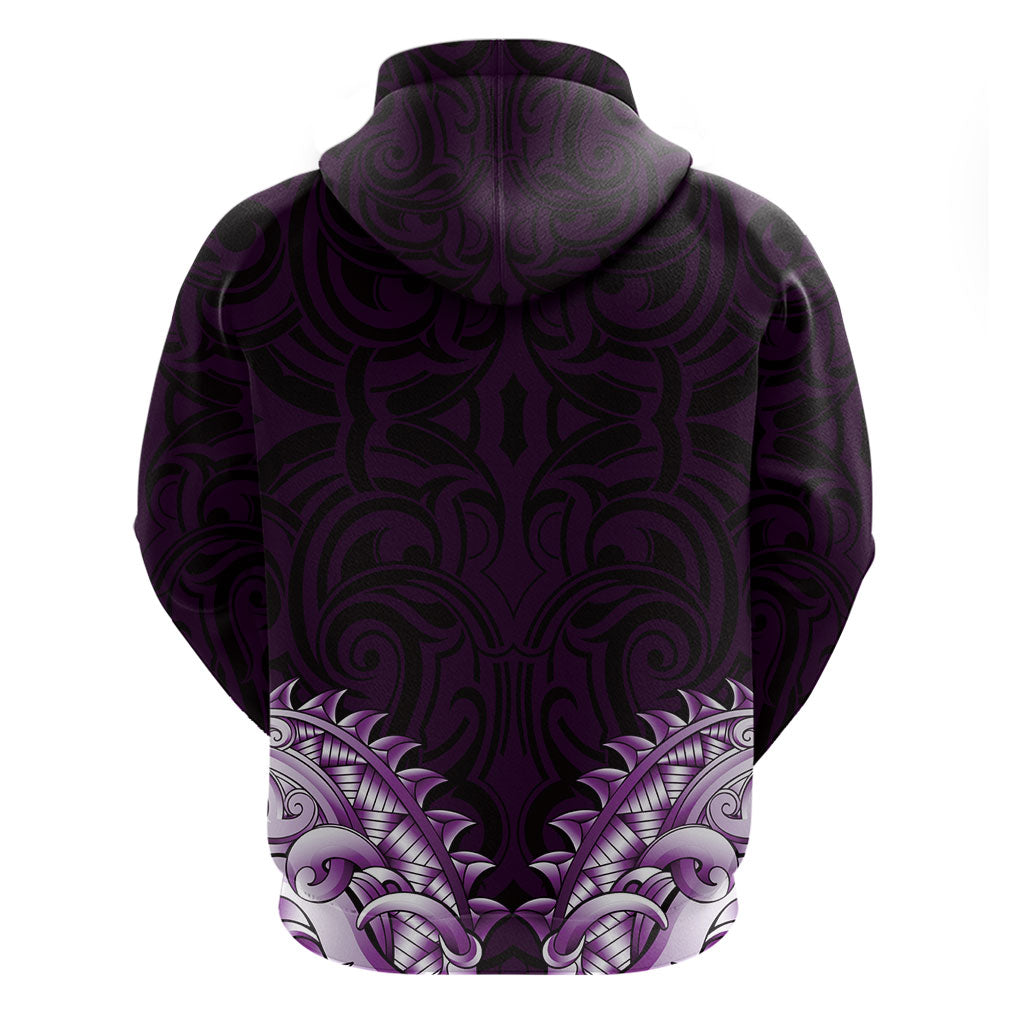 New Zealand Ta Moko Hoodie Aotearoa Maori Chest Tattoo Purple LT14 - Polynesian Pride