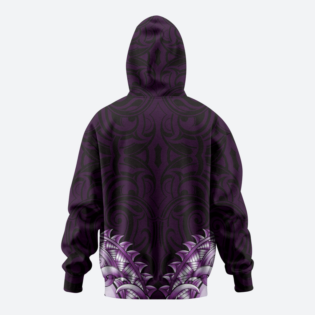New Zealand Ta Moko Hoodie Aotearoa Maori Chest Tattoo Purple LT14 - Polynesian Pride