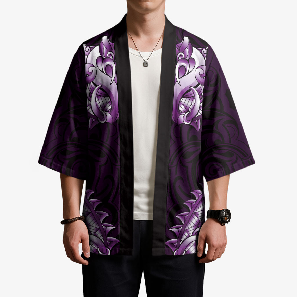 New Zealand Ta Moko Kimono Aotearoa Maori Chest Tattoo Purple LT14 - Polynesian Pride