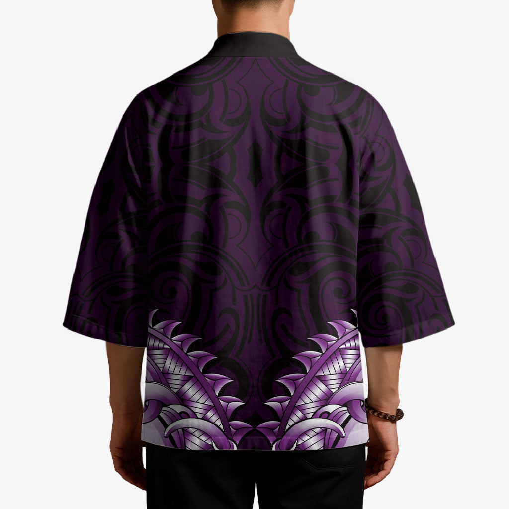 New Zealand Ta Moko Kimono Aotearoa Maori Chest Tattoo Purple LT14 - Polynesian Pride