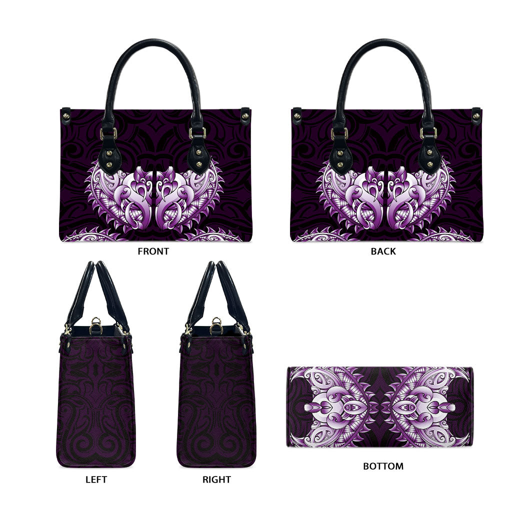 New Zealand Ta Moko Leather Bag Aotearoa Maori Chest Tattoo Purple LT14 - Polynesian Pride