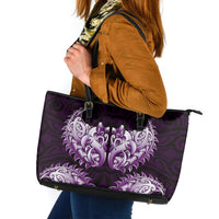New Zealand Ta Moko Leather Tote Bag Aotearoa Maori Chest Tattoo Purple LT14 Purple - Polynesian Pride