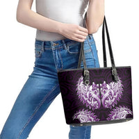New Zealand Ta Moko Leather Tote Bag Aotearoa Maori Chest Tattoo Purple LT14 - Polynesian Pride
