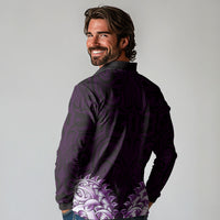 New Zealand Ta Moko Long Sleeve Polo Shirt Aotearoa Maori Chest Tattoo Purple LT14 - Polynesian Pride