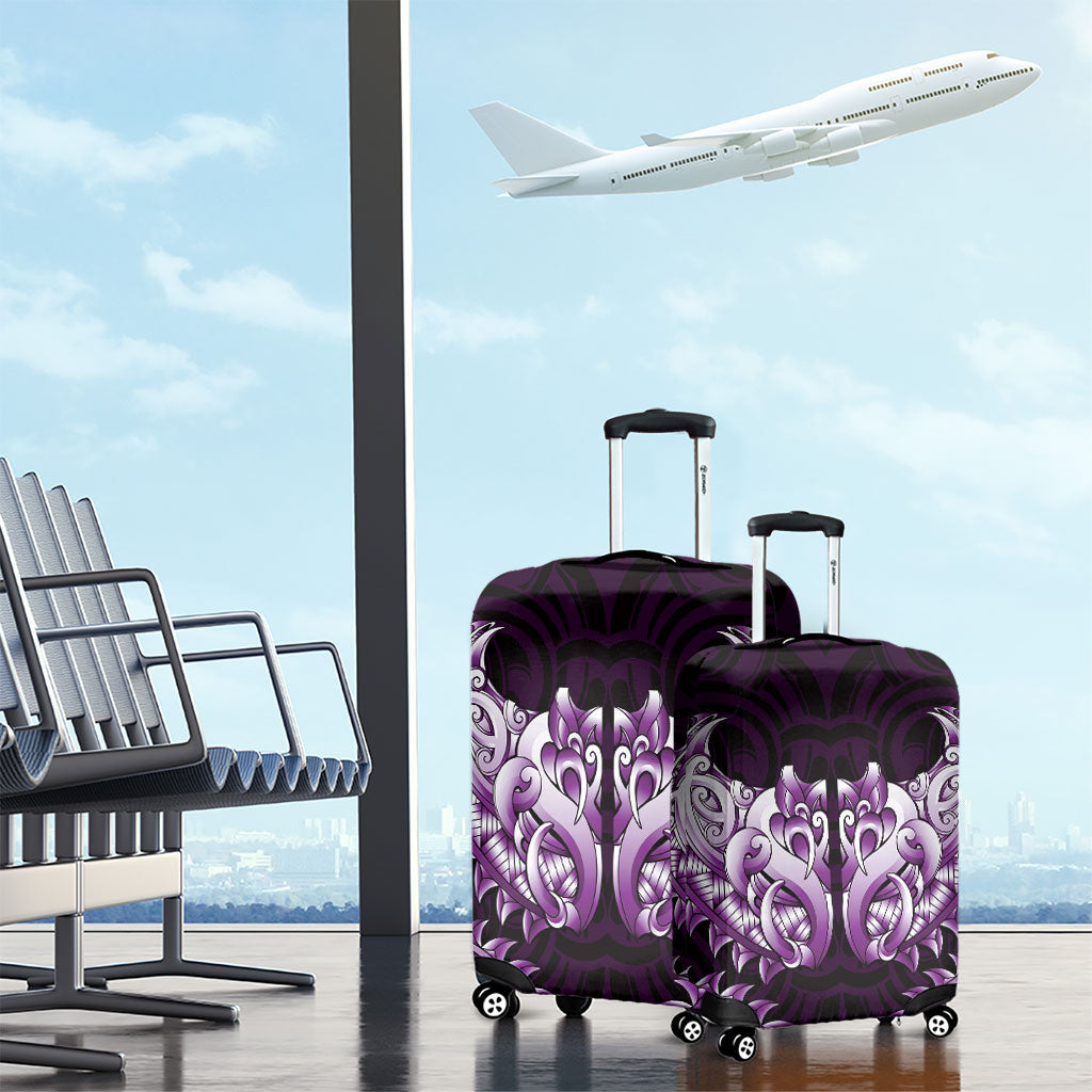 New Zealand Ta Moko Luggage Cover Aotearoa Maori Chest Tattoo Purple LT14 - Polynesian Pride
