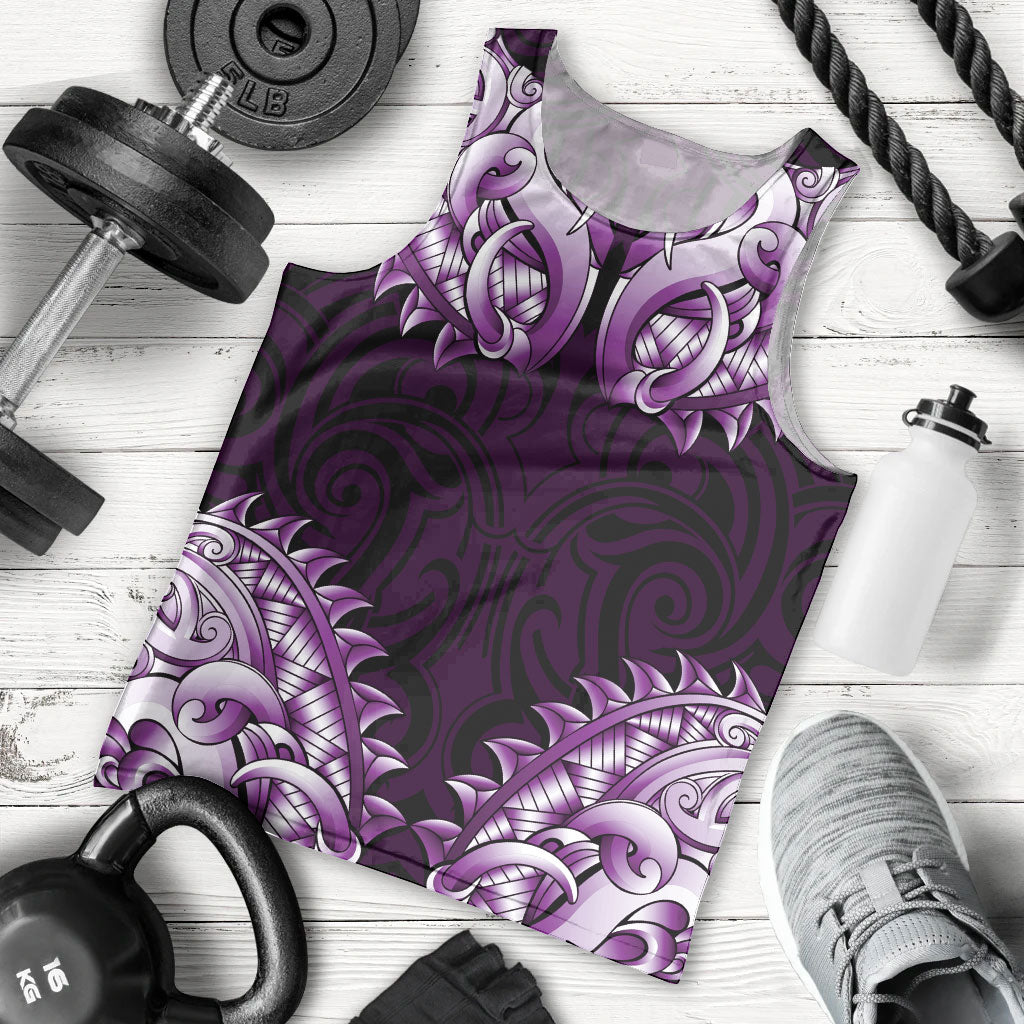 New Zealand Ta Moko Men Tank Top Aotearoa Maori Chest Tattoo Purple LT14 - Polynesian Pride