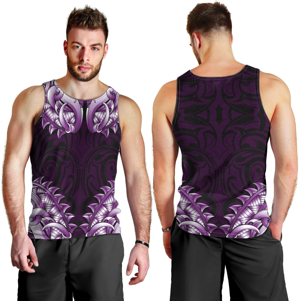 New Zealand Ta Moko Men Tank Top Aotearoa Maori Chest Tattoo Purple LT14 - Polynesian Pride