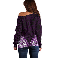 New Zealand Ta Moko Off Shoulder Sweater Aotearoa Maori Chest Tattoo Purple LT14 - Polynesian Pride