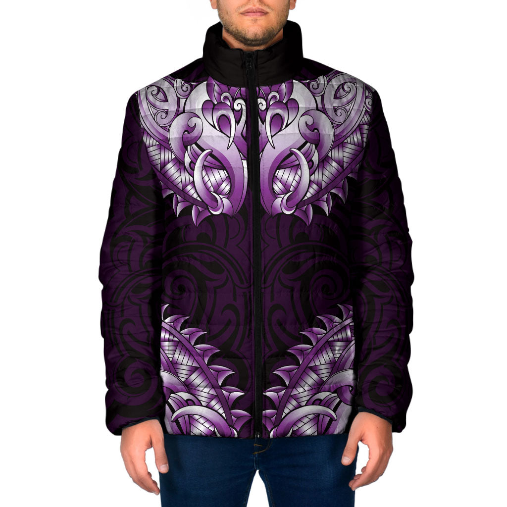 New Zealand Ta Moko Padded Jacket Aotearoa Maori Chest Tattoo Purple LT14 Men Purple - Polynesian Pride