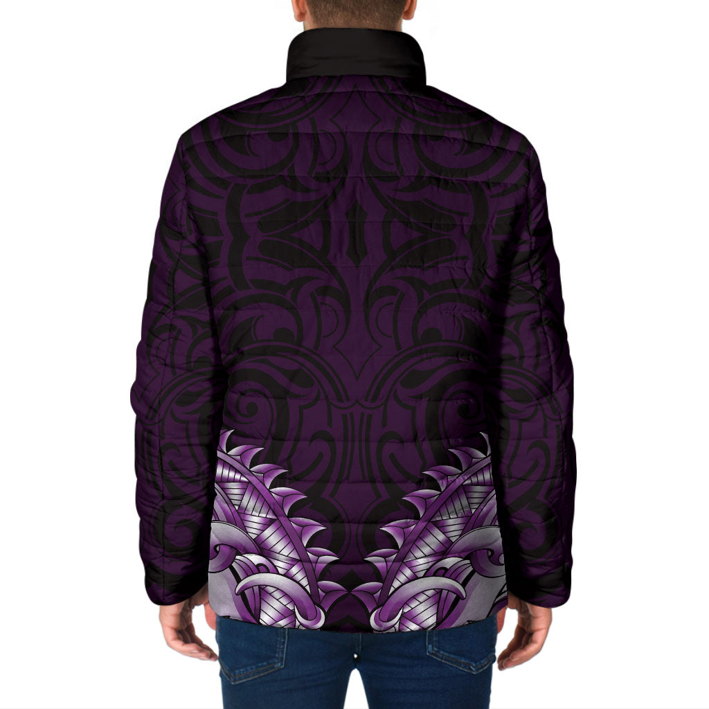 New Zealand Ta Moko Padded Jacket Aotearoa Maori Chest Tattoo Purple LT14 - Polynesian Pride