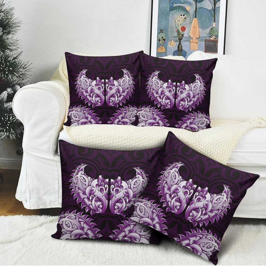 New Zealand Ta Moko Pillow Cover Aotearoa Maori Chest Tattoo Purple LT14 - Polynesian Pride