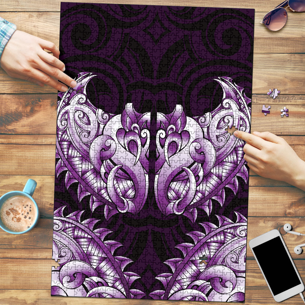 New Zealand Ta Moko Puzzle Aotearoa Maori Chest Tattoo Purple LT14 Purple - Polynesian Pride