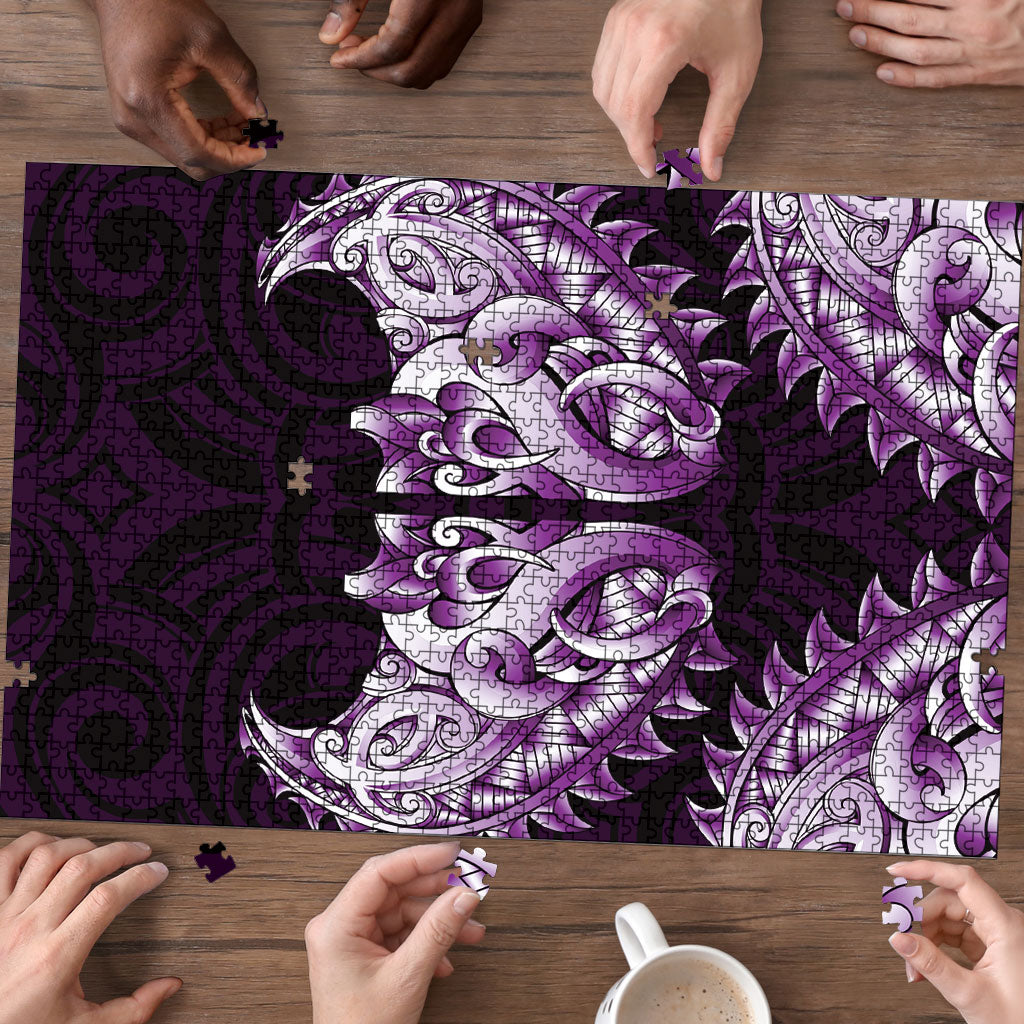 New Zealand Ta Moko Puzzle Aotearoa Maori Chest Tattoo Purple LT14 - Polynesian Pride