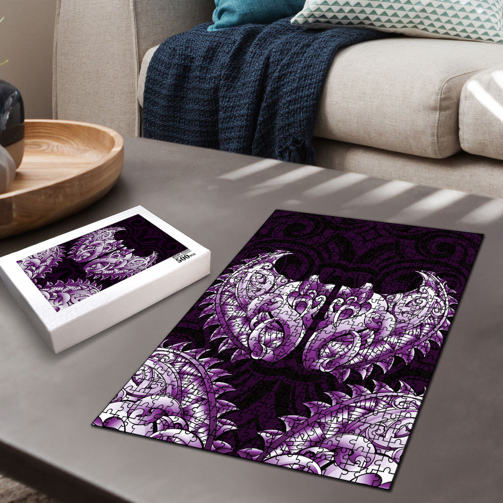 New Zealand Ta Moko Puzzle Aotearoa Maori Chest Tattoo Purple LT14 - Polynesian Pride