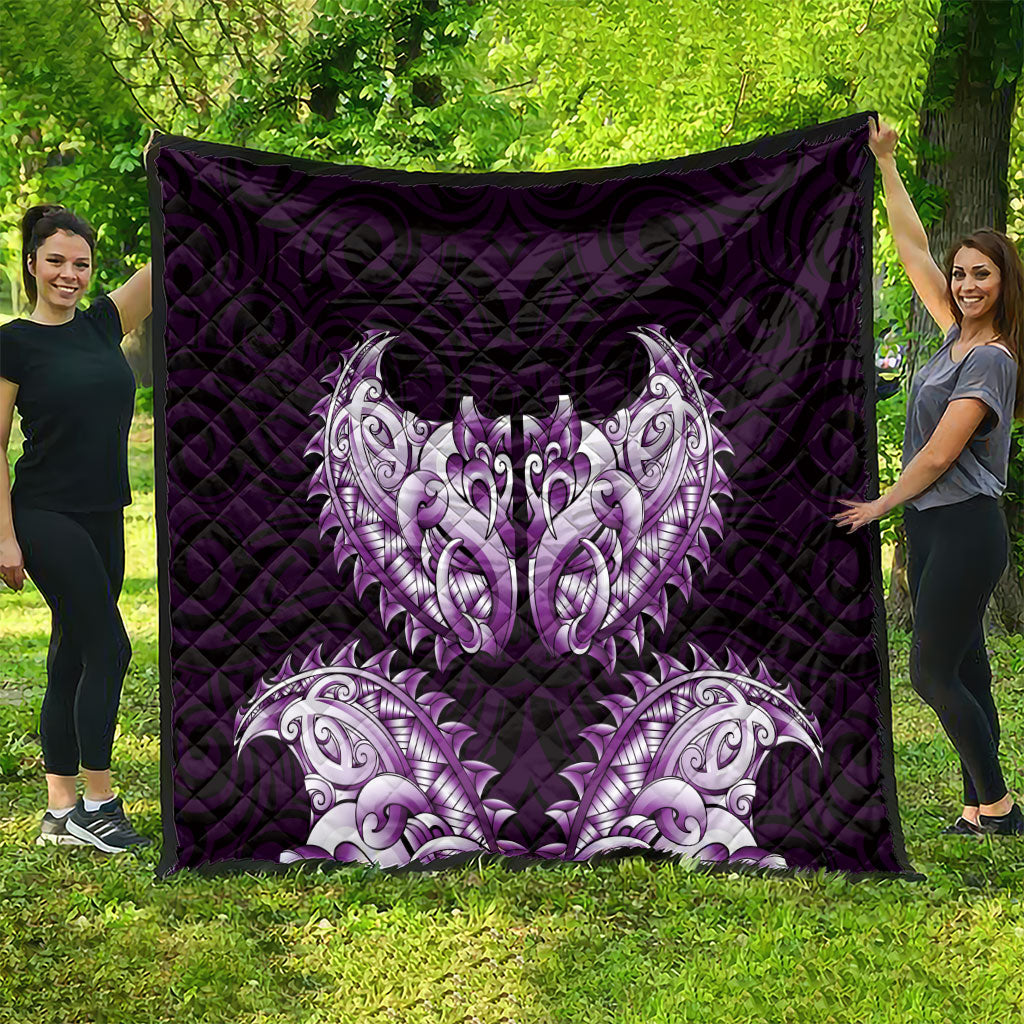 New Zealand Ta Moko Quilt Aotearoa Maori Chest Tattoo Purple LT14 - Polynesian Pride