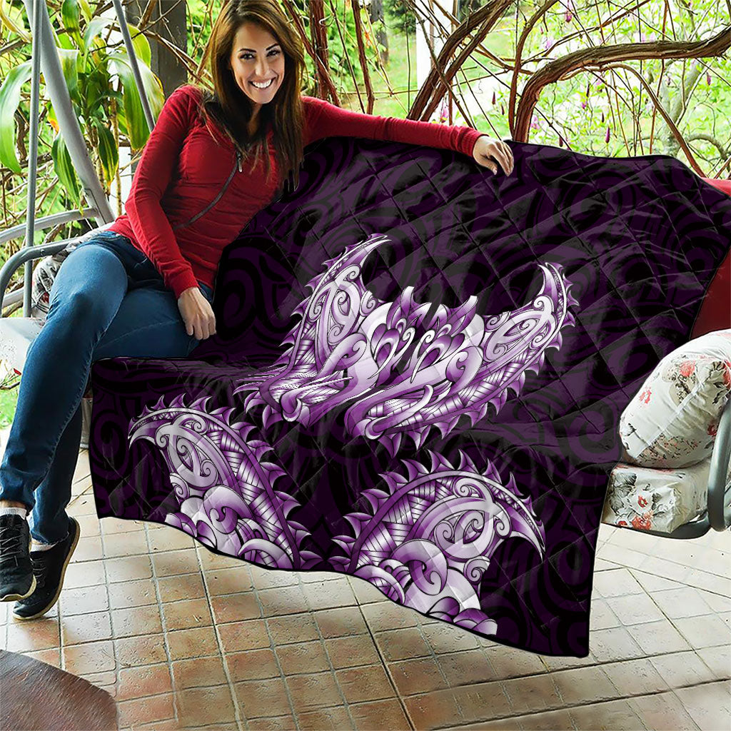 New Zealand Ta Moko Quilt Aotearoa Maori Chest Tattoo Purple LT14 - Polynesian Pride