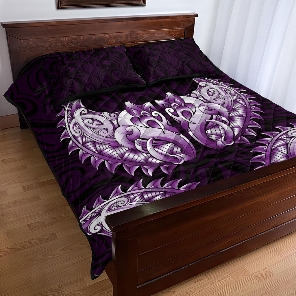 New Zealand Ta Moko Quilt Bed Set Aotearoa Maori Chest Tattoo Purple LT14 - Polynesian Pride