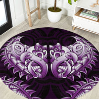New Zealand Ta Moko Round Carpet Aotearoa Maori Chest Tattoo Purple LT14 Purple - Polynesian Pride