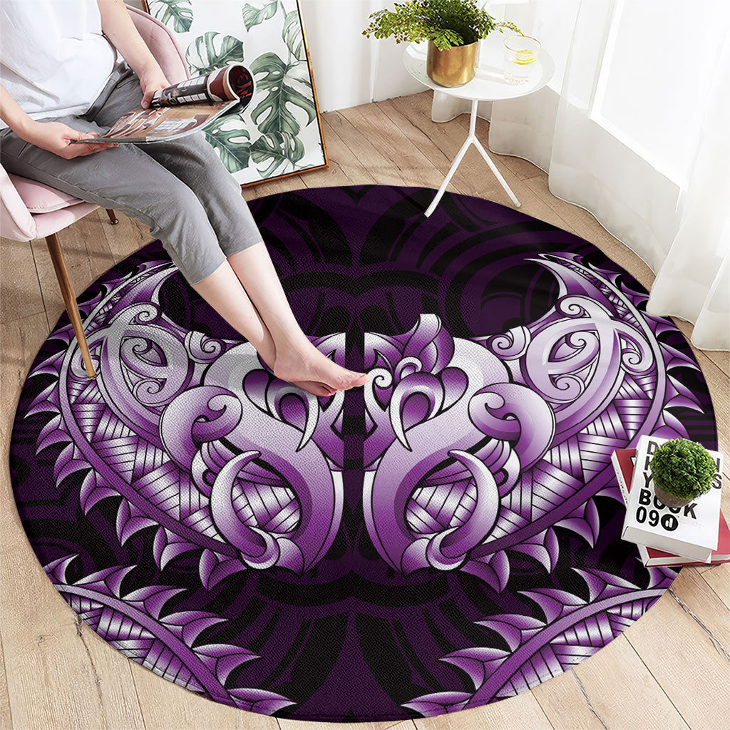 New Zealand Ta Moko Round Carpet Aotearoa Maori Chest Tattoo Purple LT14 - Polynesian Pride