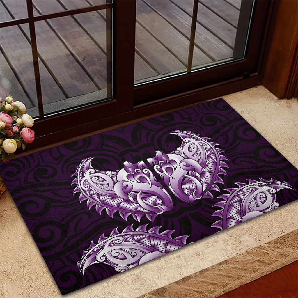 New Zealand Ta Moko Rubber Doormat Aotearoa Maori Chest Tattoo Purple LT14 - Polynesian Pride