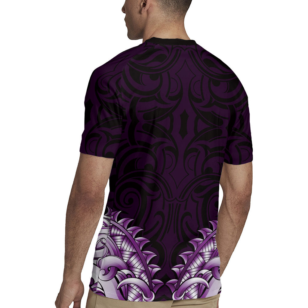New Zealand Ta Moko Rugby Jersey Aotearoa Maori Chest Tattoo Purple LT14 - Polynesian Pride