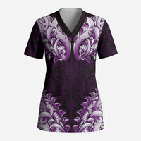 New Zealand Ta Moko Scrub Top Aotearoa Maori Chest Tattoo Purple LT14 Adult Purple - Polynesian Pride