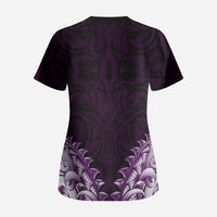 New Zealand Ta Moko Scrub Top Aotearoa Maori Chest Tattoo Purple LT14 - Polynesian Pride