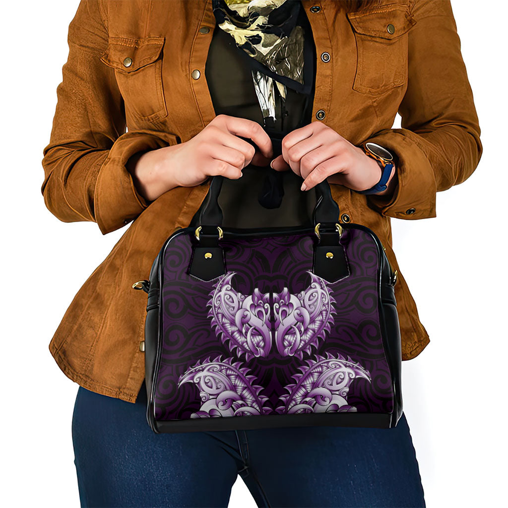 New Zealand Ta Moko Shoulder Handbag Aotearoa Maori Chest Tattoo Purple LT14 - Polynesian Pride