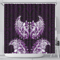 New Zealand Ta Moko Shower Curtain Aotearoa Maori Chest Tattoo Purple LT14 - Polynesian Pride