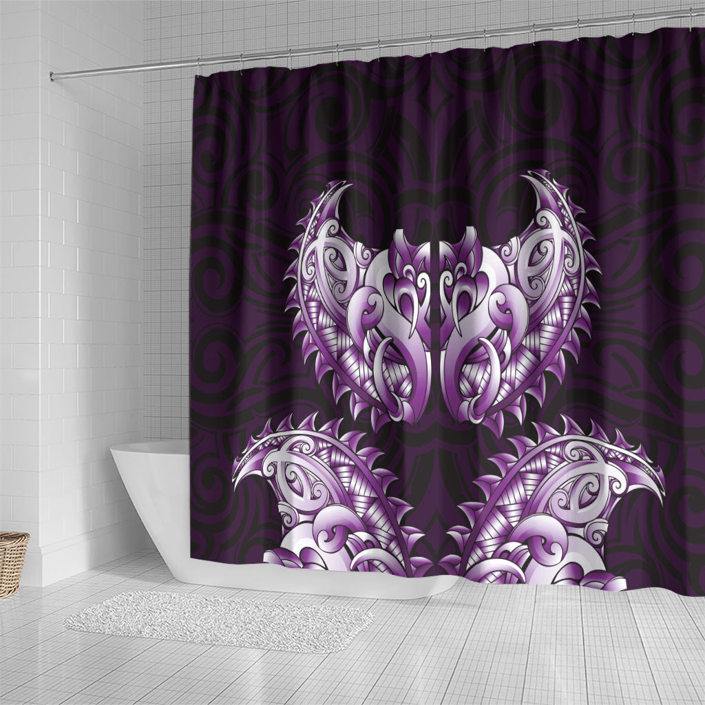New Zealand Ta Moko Shower Curtain Aotearoa Maori Chest Tattoo Purple LT14 - Polynesian Pride